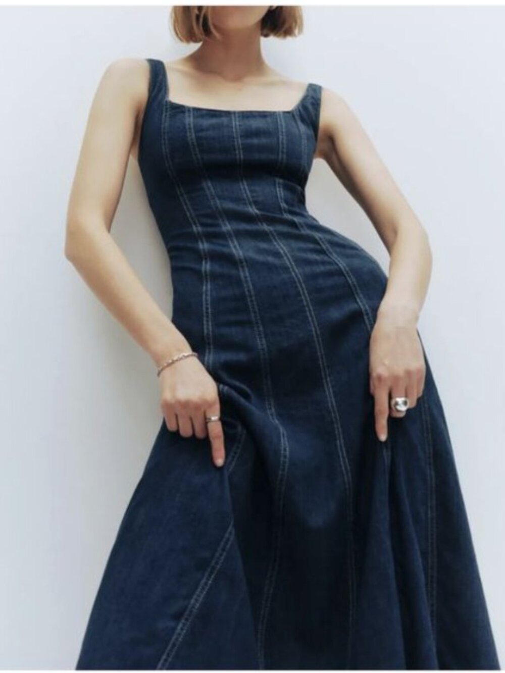 Reformation Amory Denim Midi Dress